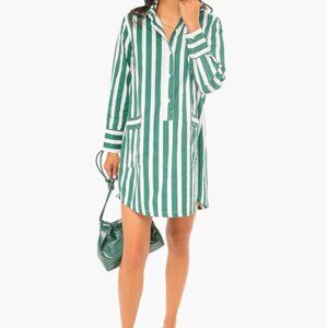 NWT Tuckernuck Pomander Place Forest Green Striped Bradley Dress